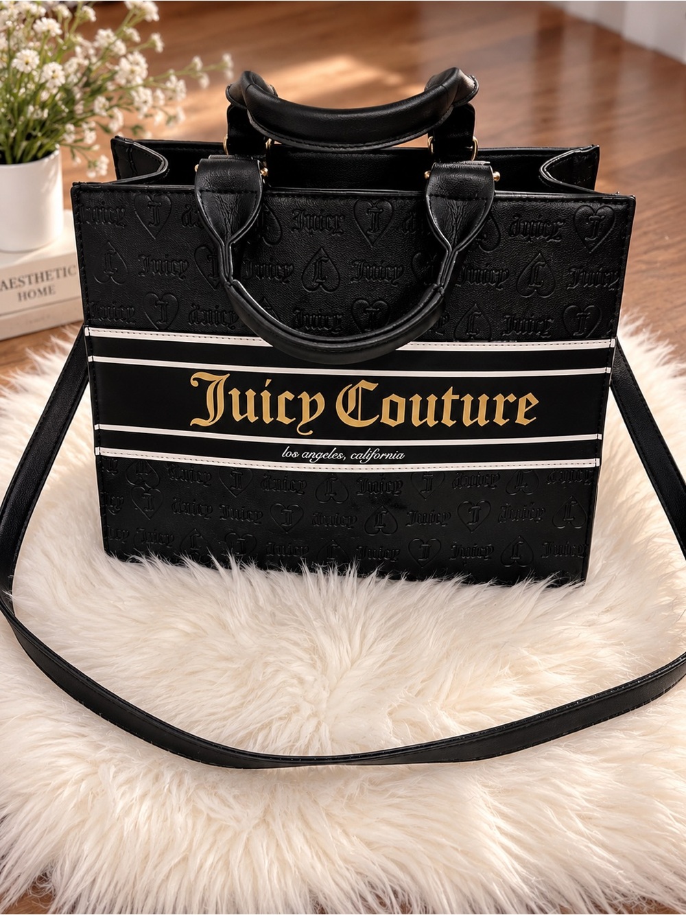 Juicy Couture Black and Gold Logo Satchel